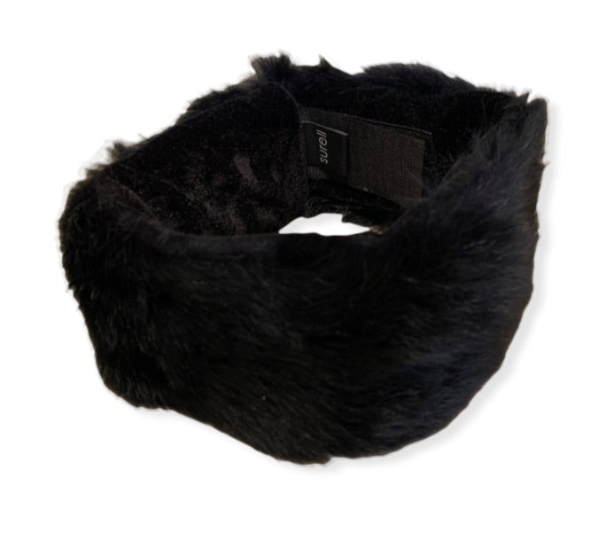 SURELL Genuine Fur Headband With Velcro Adjustable Closure