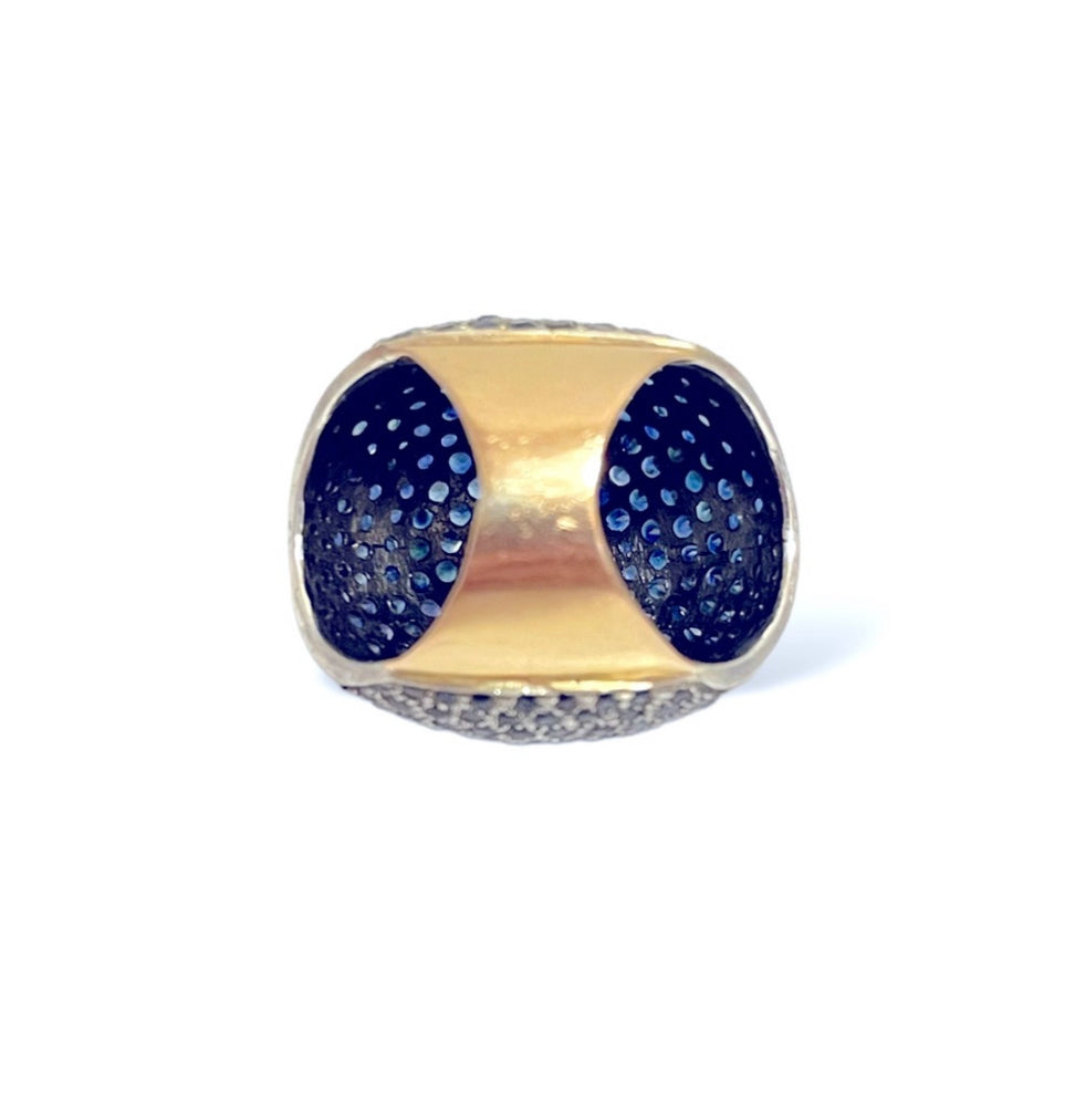 BLUE Crystal Cocktail/ Statement Ring |12K Gold Band|