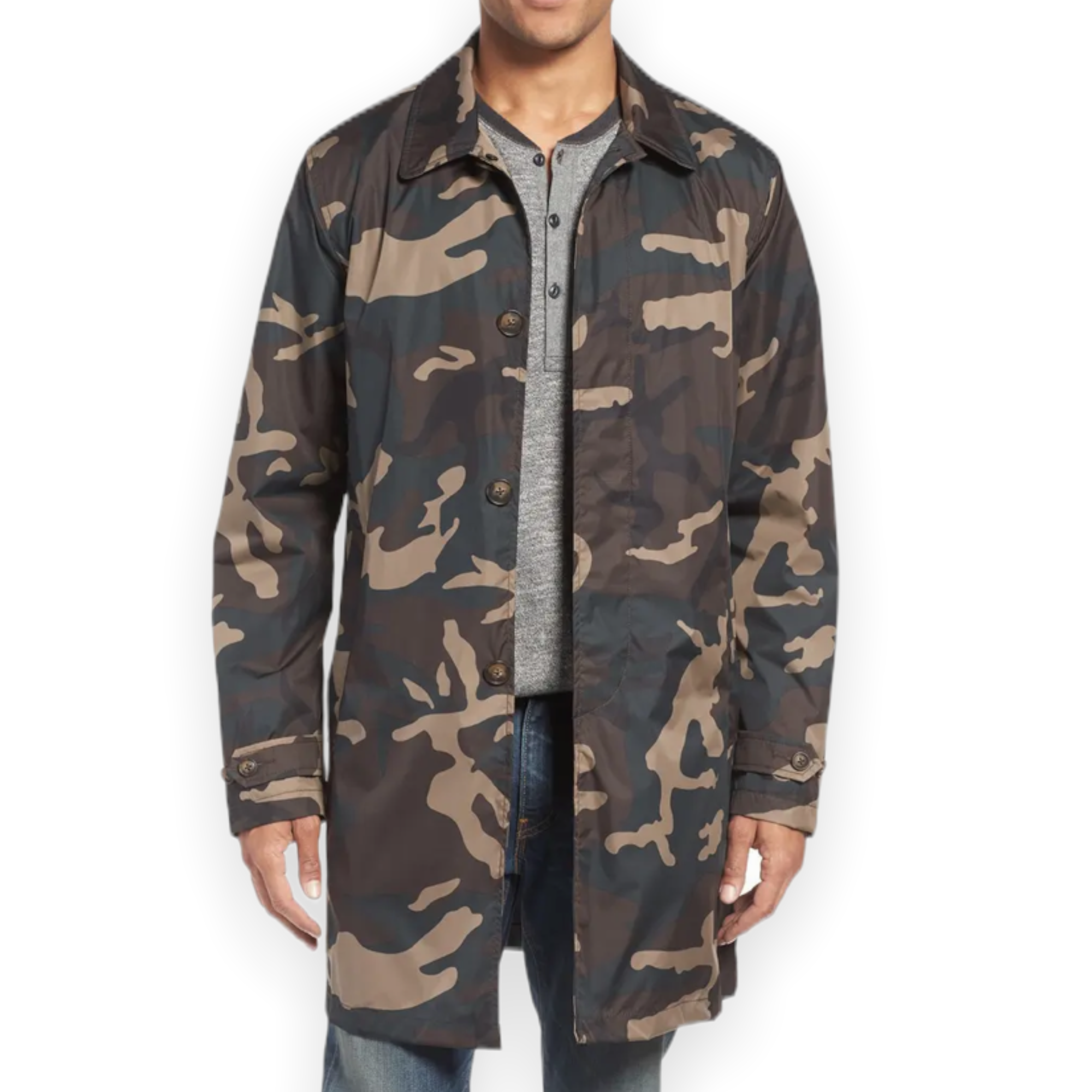 JACK SPADE NEW YORK Camo Packable Trench Coat |Size:L|