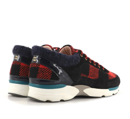Chanel Women's CC Lace Up Sneakers Suede with Leather and Tweed - main product photo