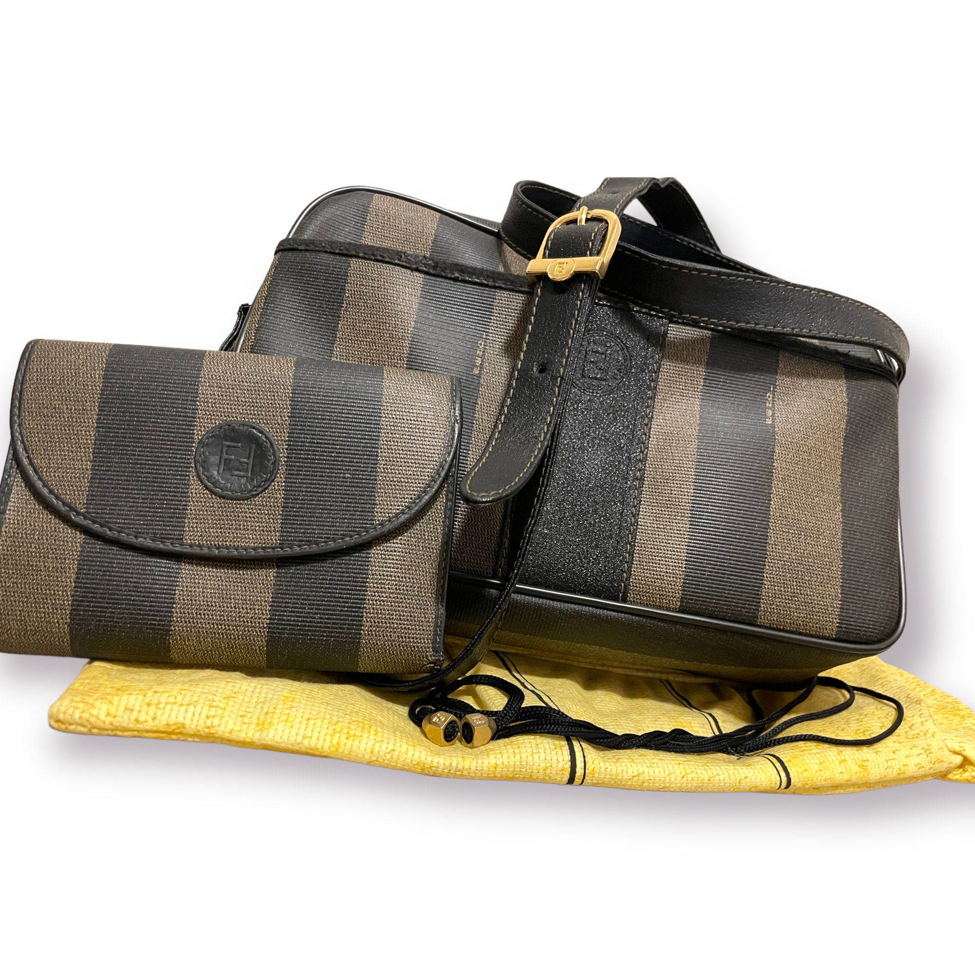 Vintage FENDI Penguin Striped Crossbody/Shoulder Bag