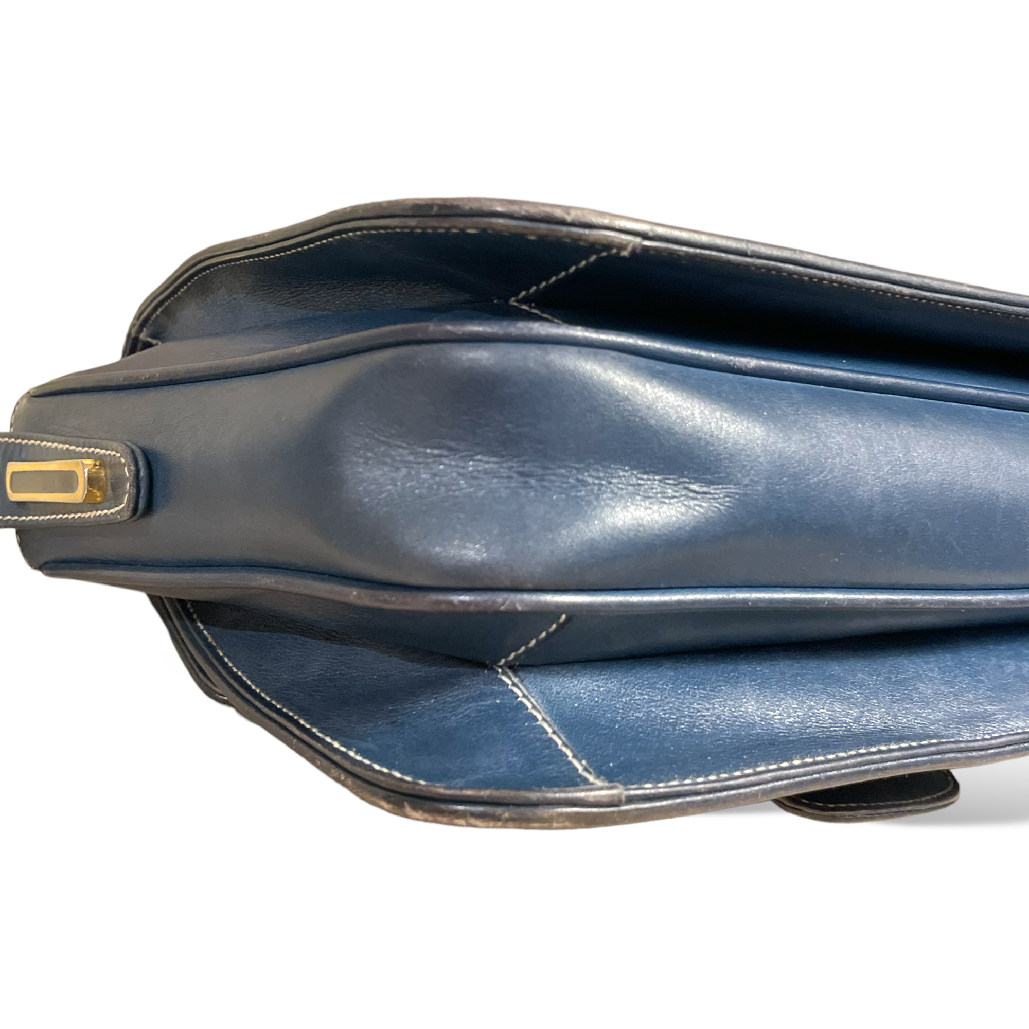 GUCCI Vintage GG Supreme Navy Blue Monogram Canvas & Leather Shoulder Bag