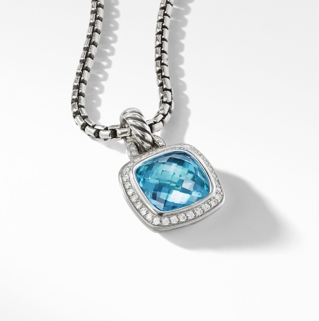 DAVID YURMAN Albion Pendant in Sterling Silver with Blue Topaz & Pavé Diamonds