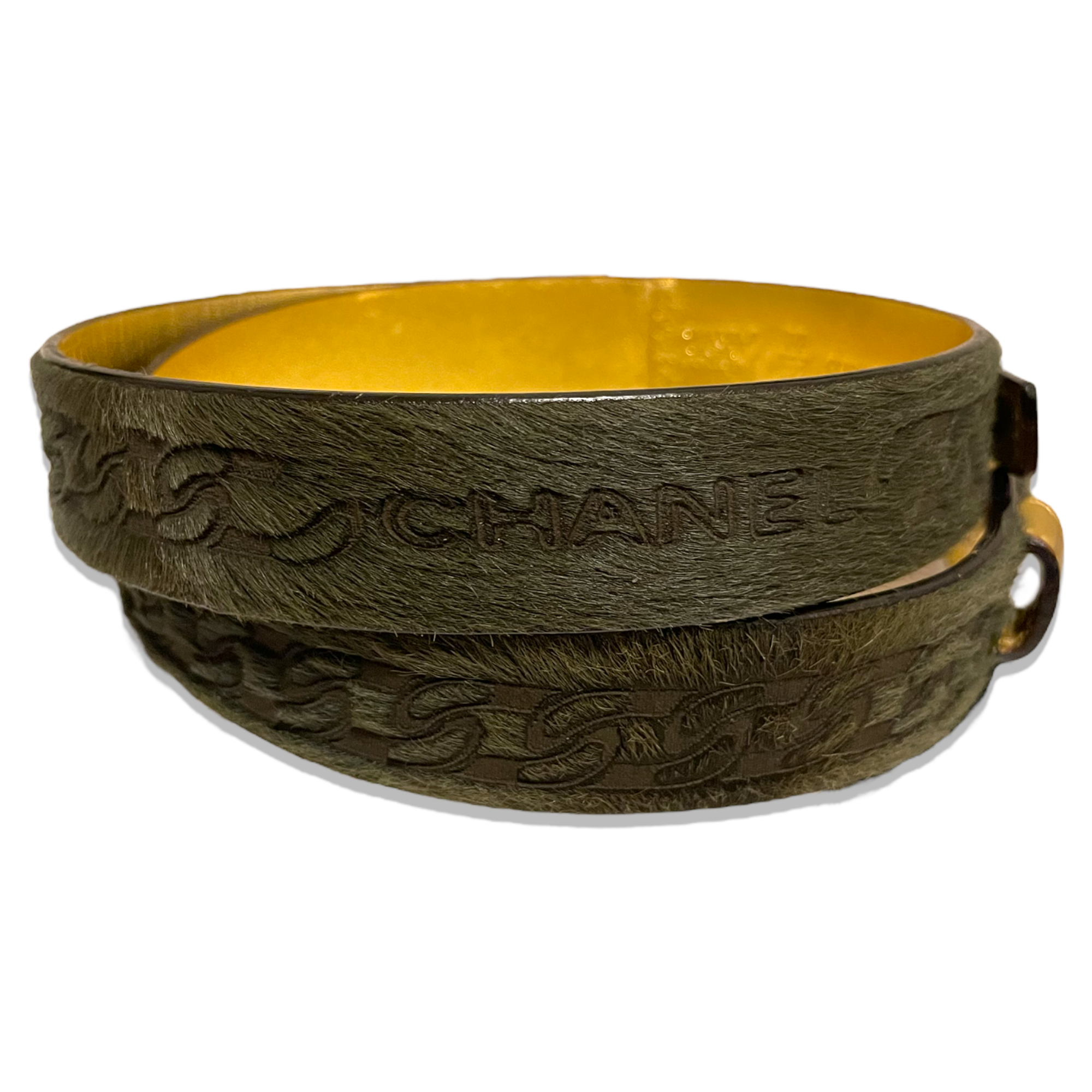CHANEL Buckle Belt Calf Hair and Leather |Size: 70|