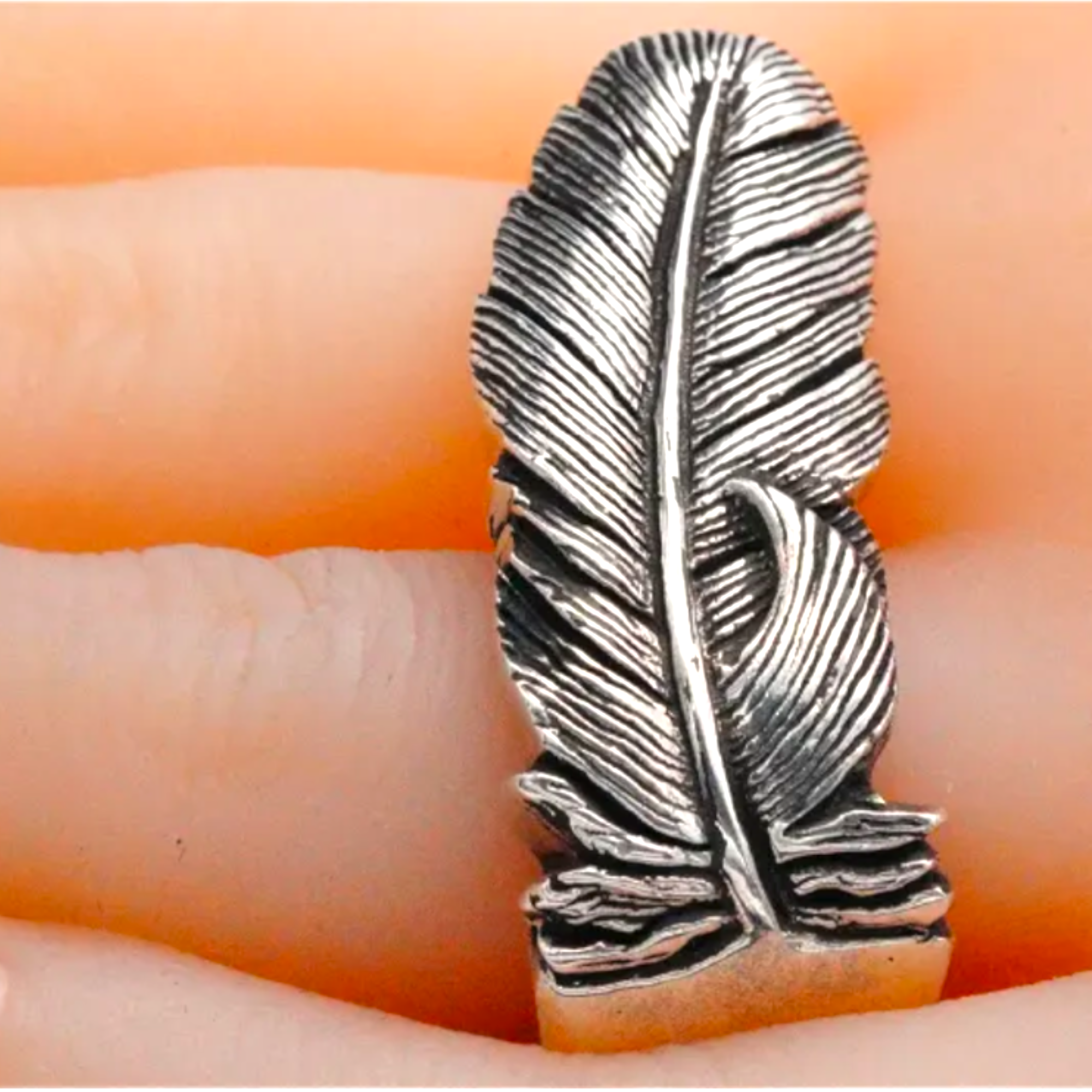 King Baby Solid Sterling Silver Raven Feather Ring