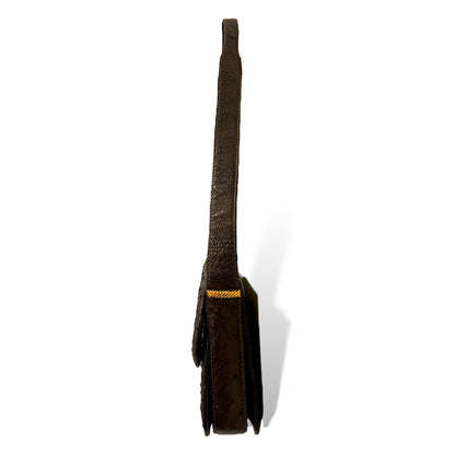 Gucci Vintage Circa 60’s Brown Ostrich leather & Braided Gold Hardware Detail Shoulder Bag - photo 9 of 16