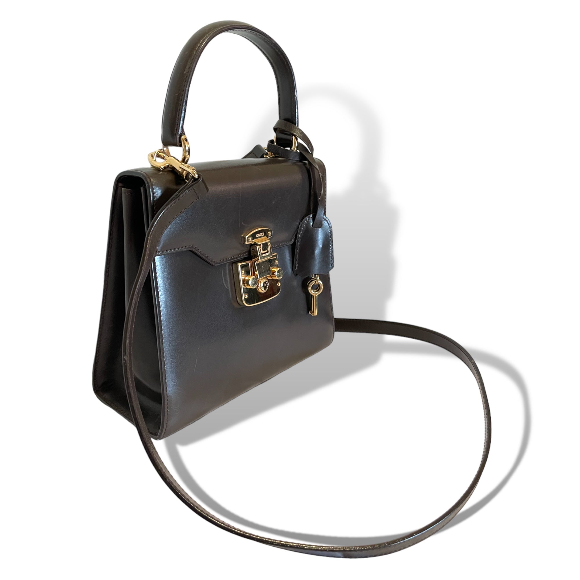 GUCCI Lady Lock Leather 2-Way Vintage Handbag