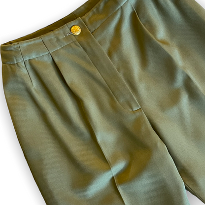 Vintage Chanel Women’s Military Green High-Waisted Wool & Silk Tailored Pants - photo 5 of 13