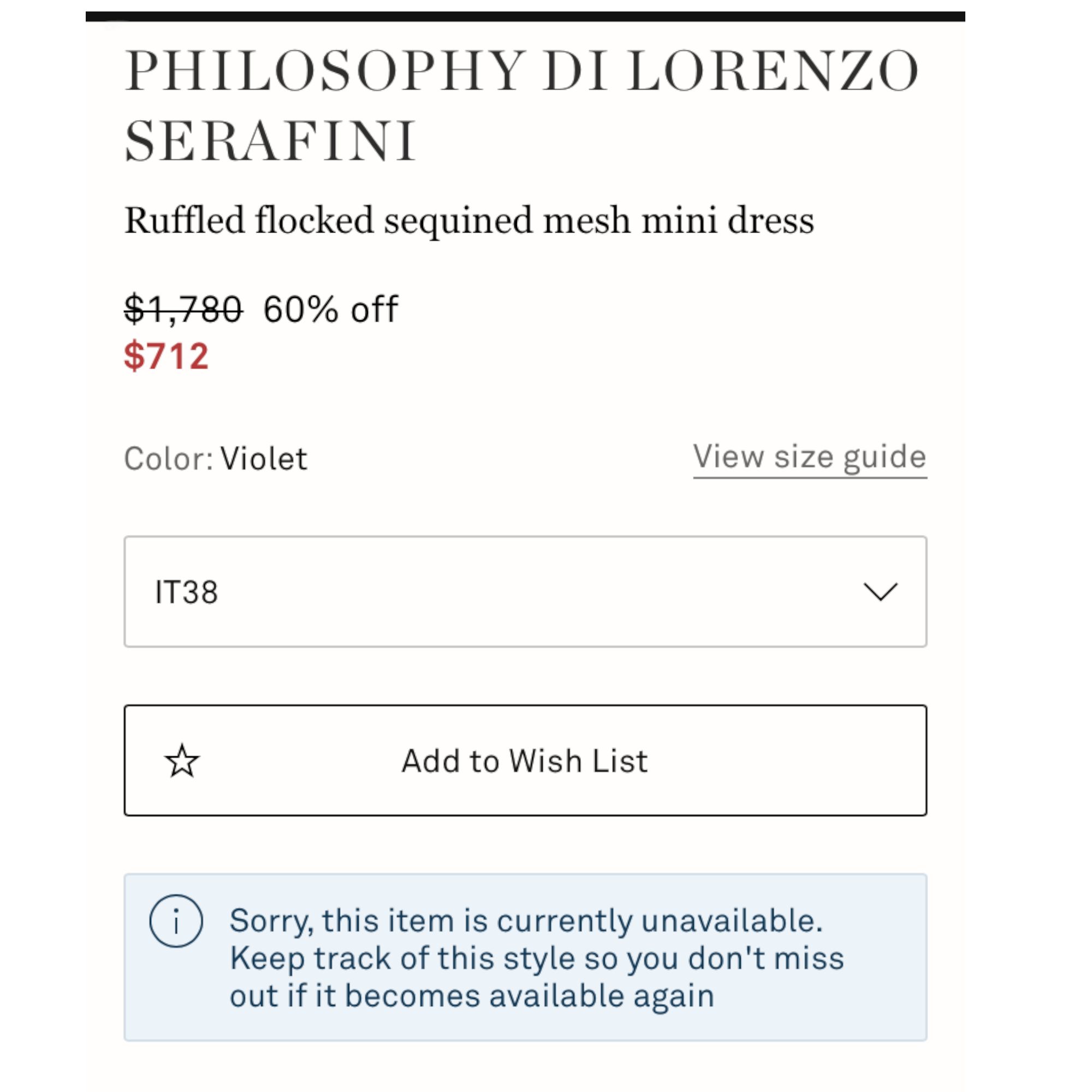 PHILOSOPHY DI LORENZO SERAFINI Ruffled flocked sequined mini dress |Size:38 IT|