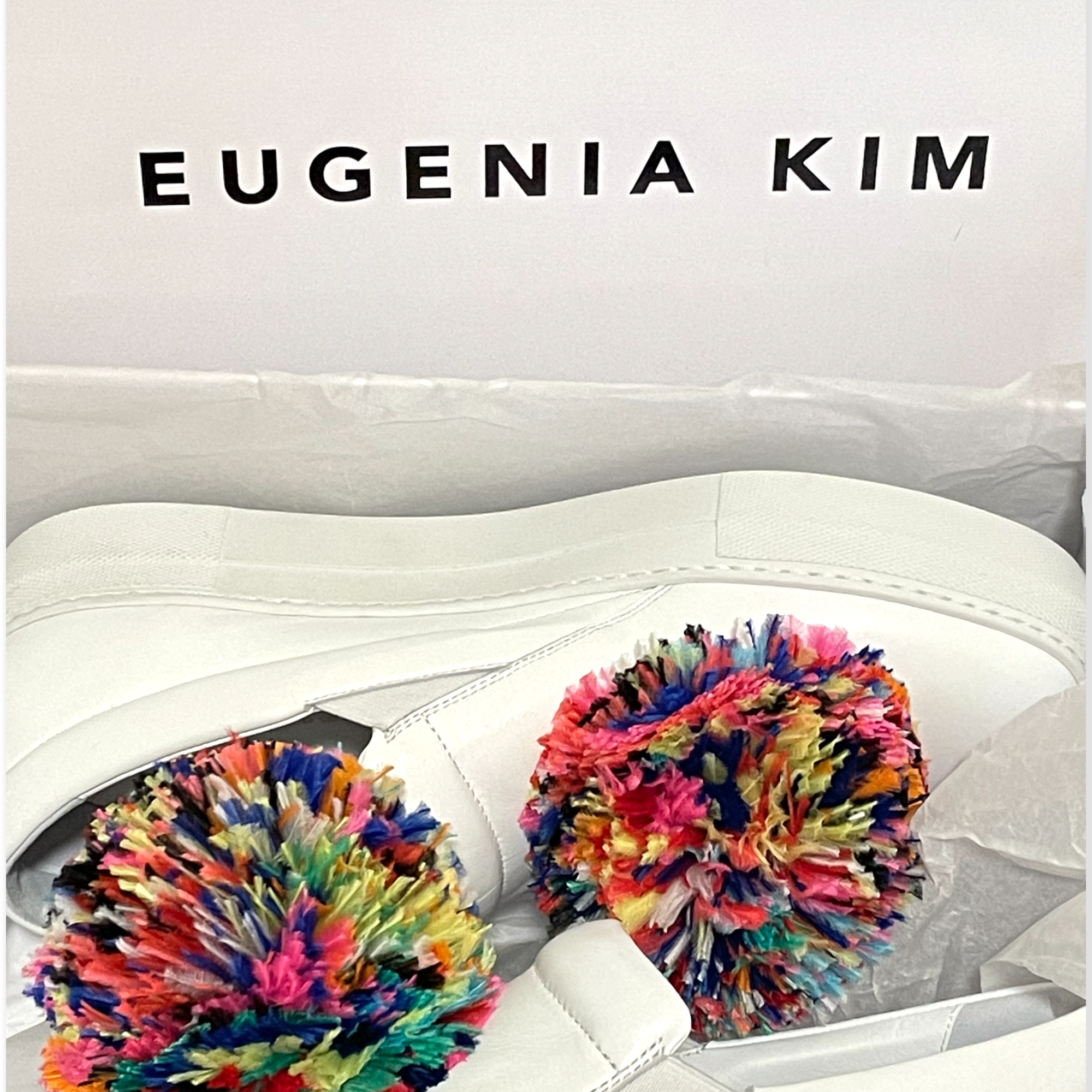 EUGENIA KIM Feather Pom-Pom Slip-on Sneakers