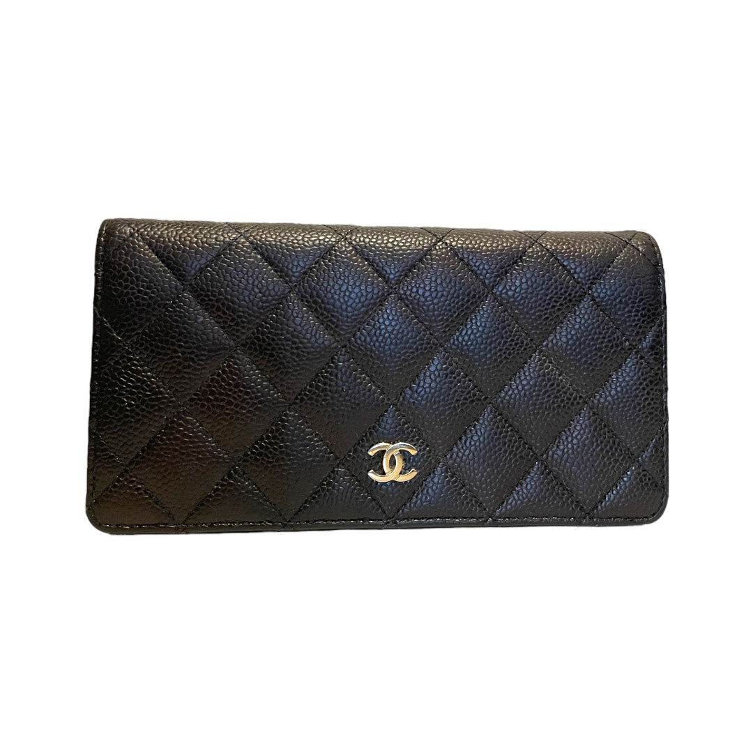 2012 CHANEL Continental Black Caviar Quilted CLASSIC Leather Wallet