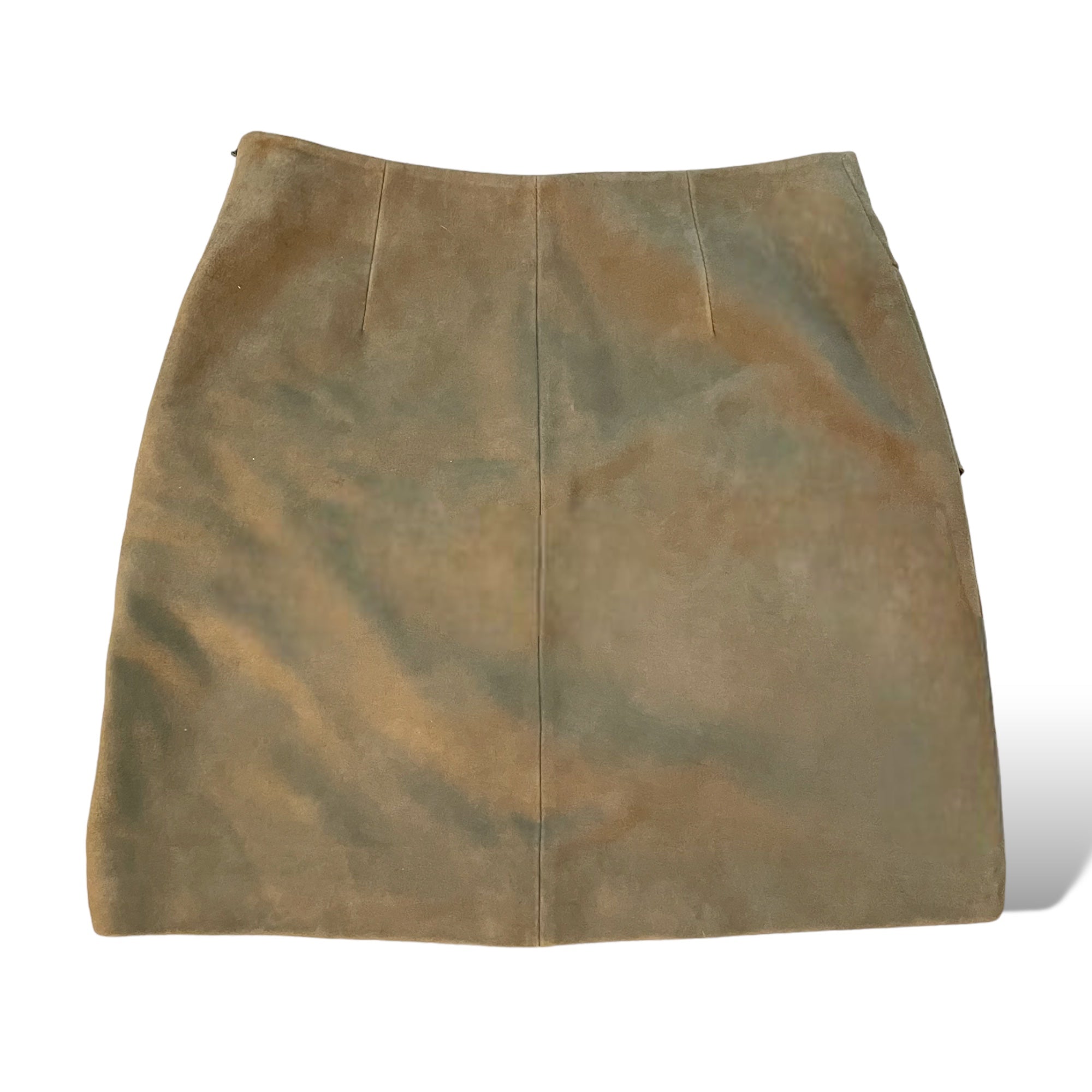 BA&SH Goat Leather Olive Green Mini Skirt |Size: Small|