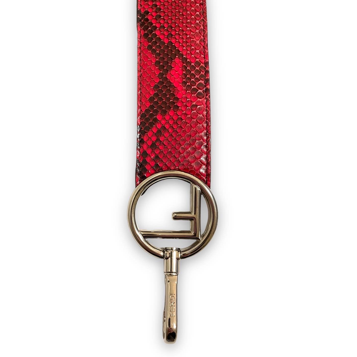 Fendi Red Snakeskin F F Logo Bag Strap with Gold & Silver Hardware  |15.5”|