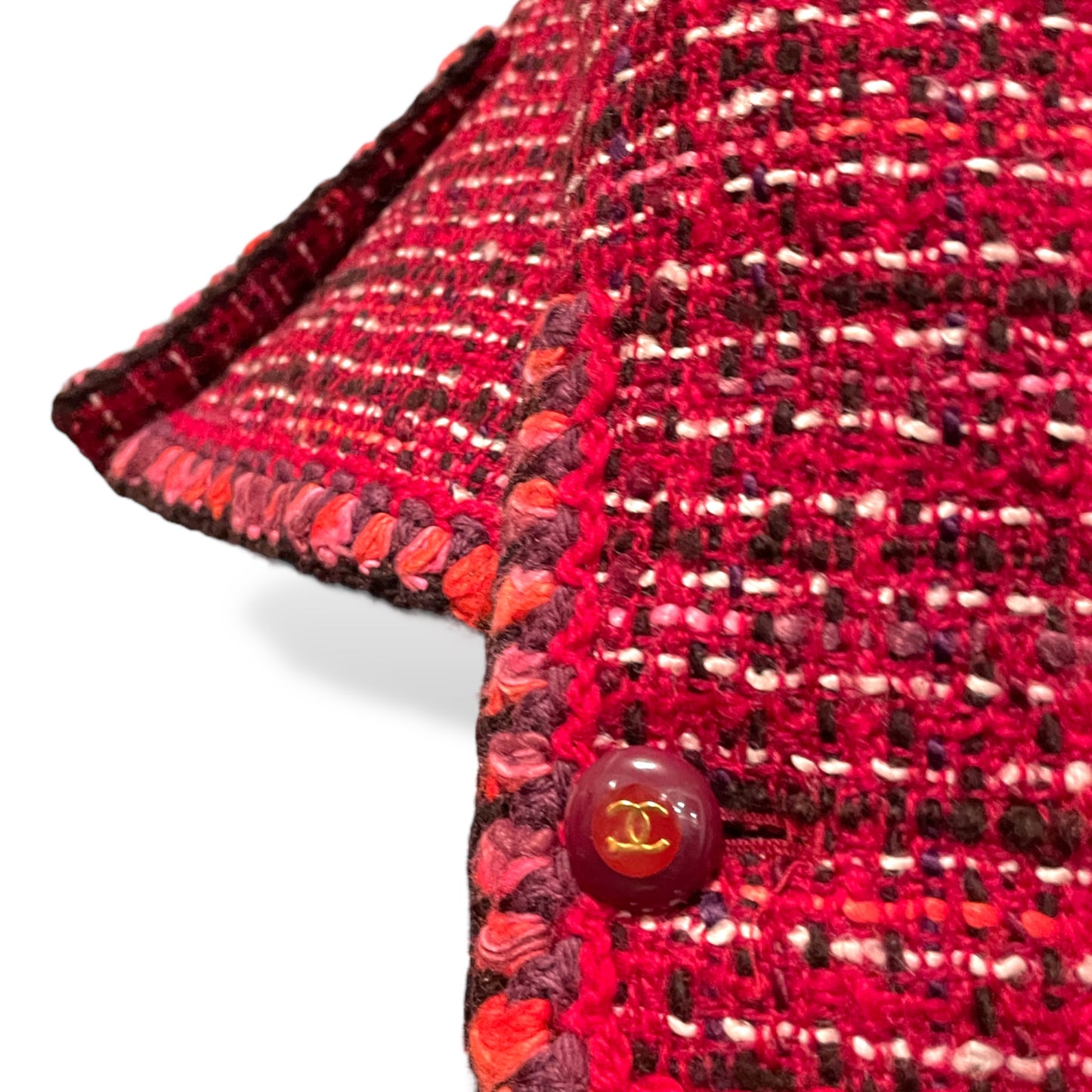 CHANEL Vintage FALL 2001 Collection Burgundy Tweed Patterned Jacket