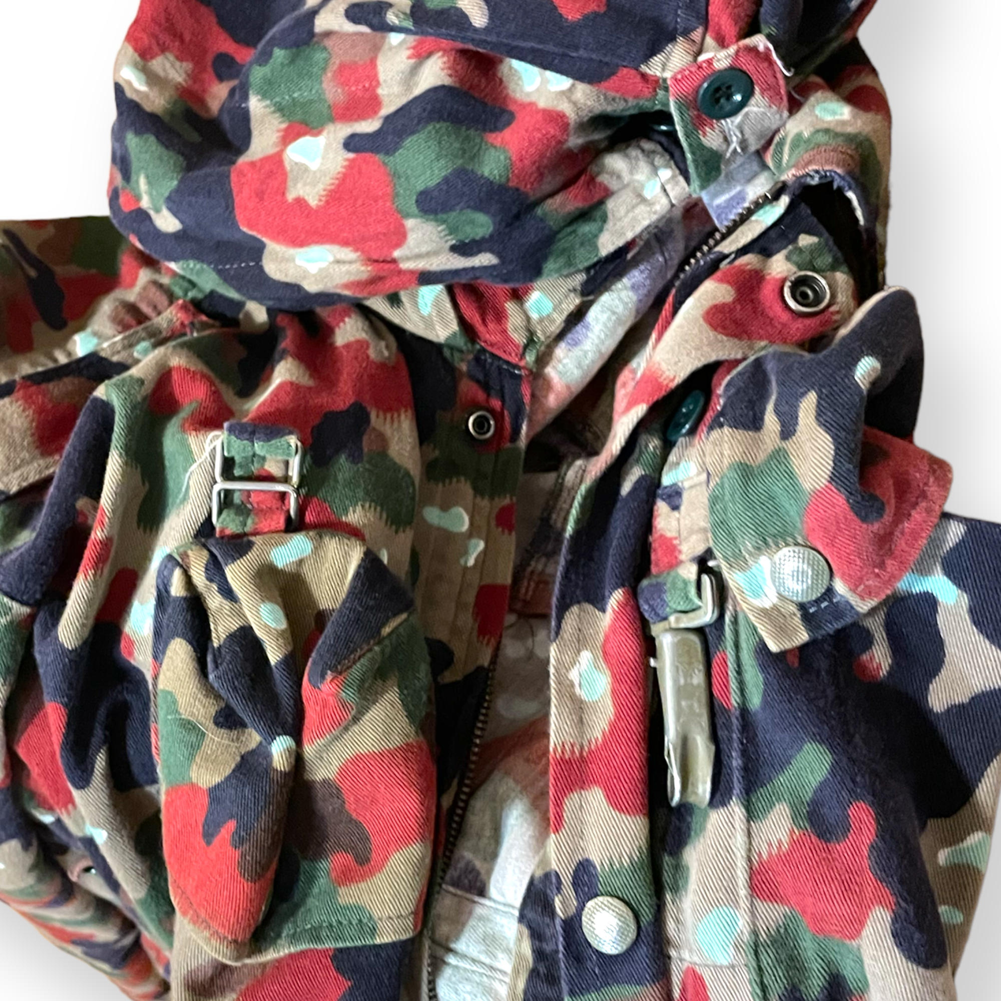 FURST OF A KIND Reworked Oversized Camouflage Multiple Pocket Utility Jacket O/S