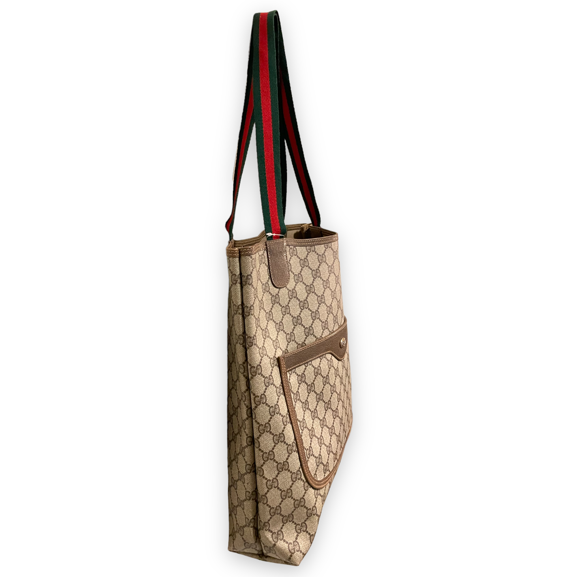 GUCCI GG Supreme Sherry Line Web Vertical Tote