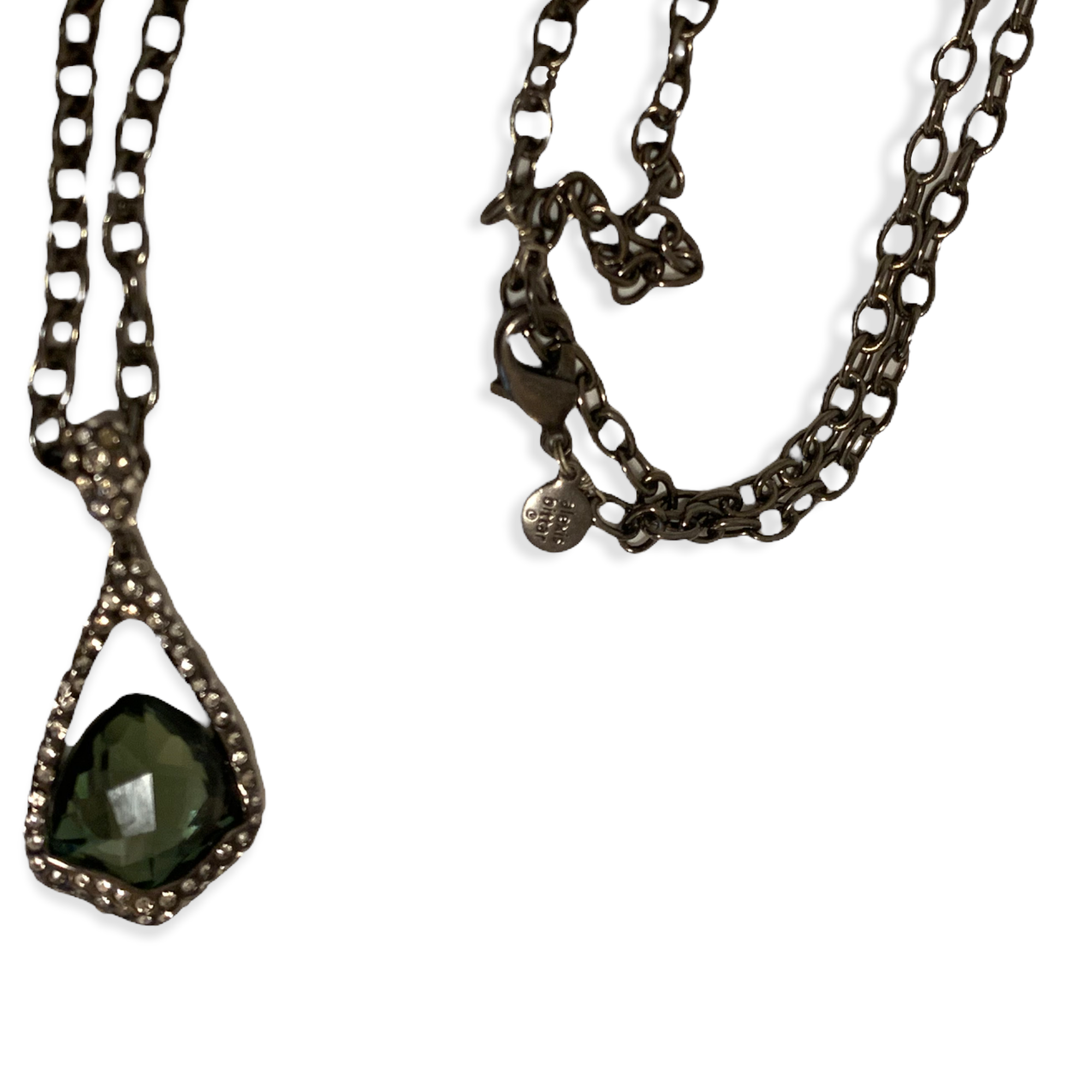 ALEXIS BITTAR Suspended Faceted Green Hematite Pendant Necklace