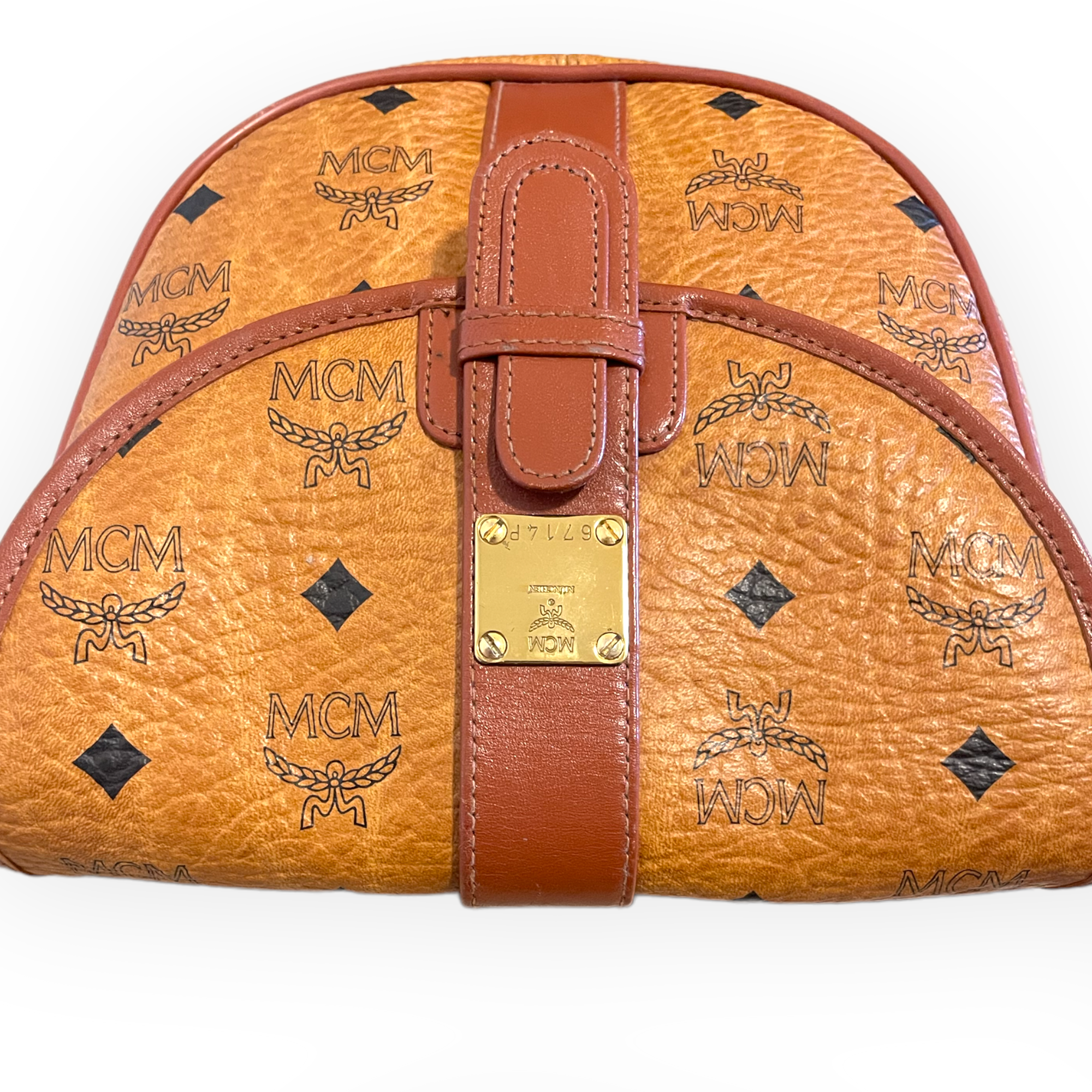 Vintage MCM Michael Cromer signed Heritage Collection Cognac Monogram Visetos Crossbody Bag