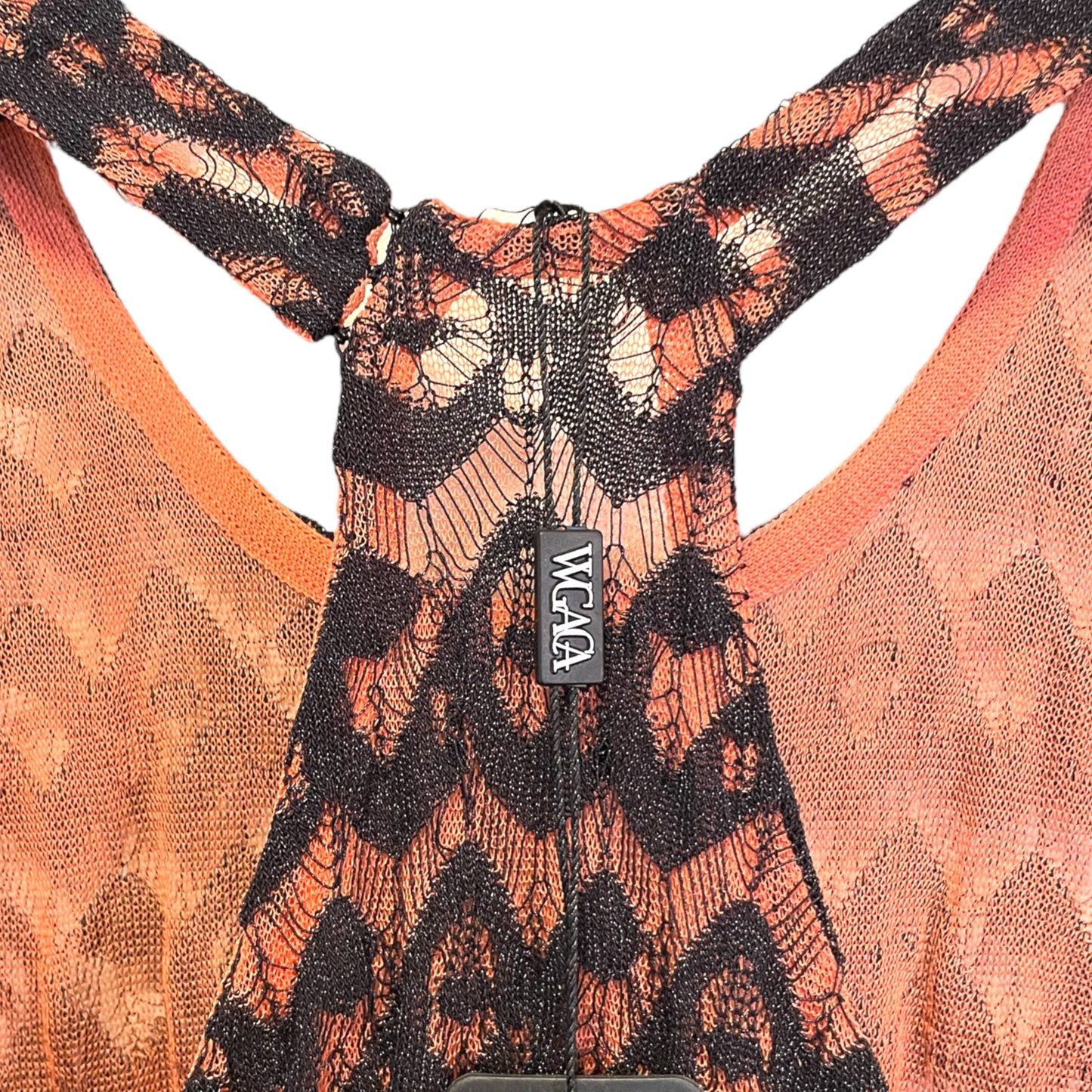 ALAÏA PARIS Orange/Coral & Black STUNNING Crochet Dress