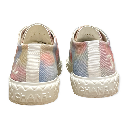 Chanel 22C Printed Fabric Green, Pink, Blue & White Sneakers - photo 4 of 12