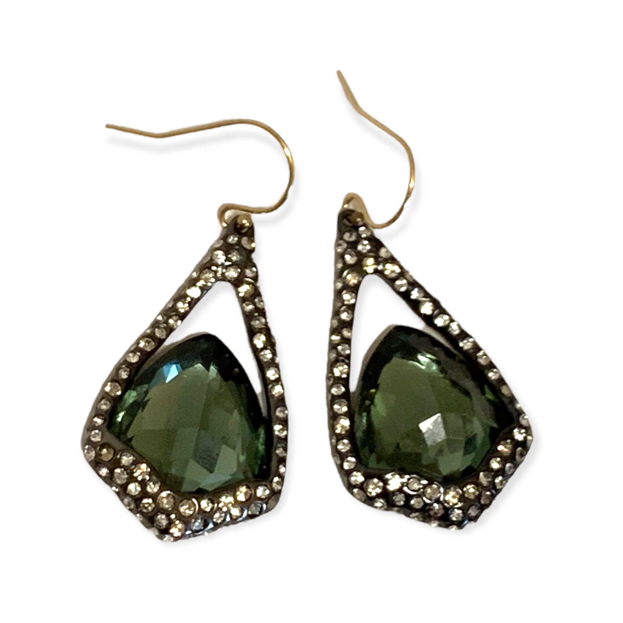 ALEXIS BITTAR Miss Havisham Suspended Faceted Green Hematite Dangle Earrings