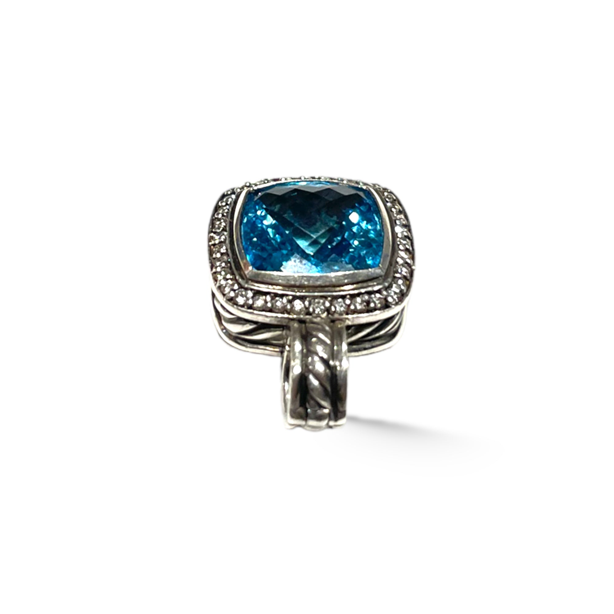 DAVID YURMAN Albion Pendant in Sterling Silver with Blue Topaz & Pavé Diamonds