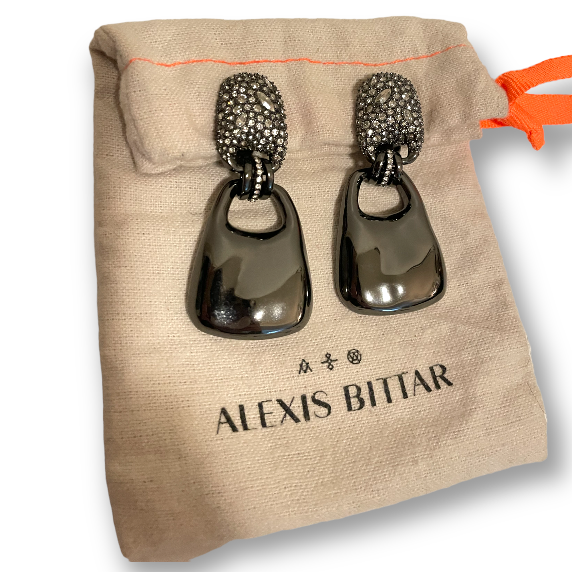 ALEXIS BITTAR Rhodium & Crystal Drop Earrings