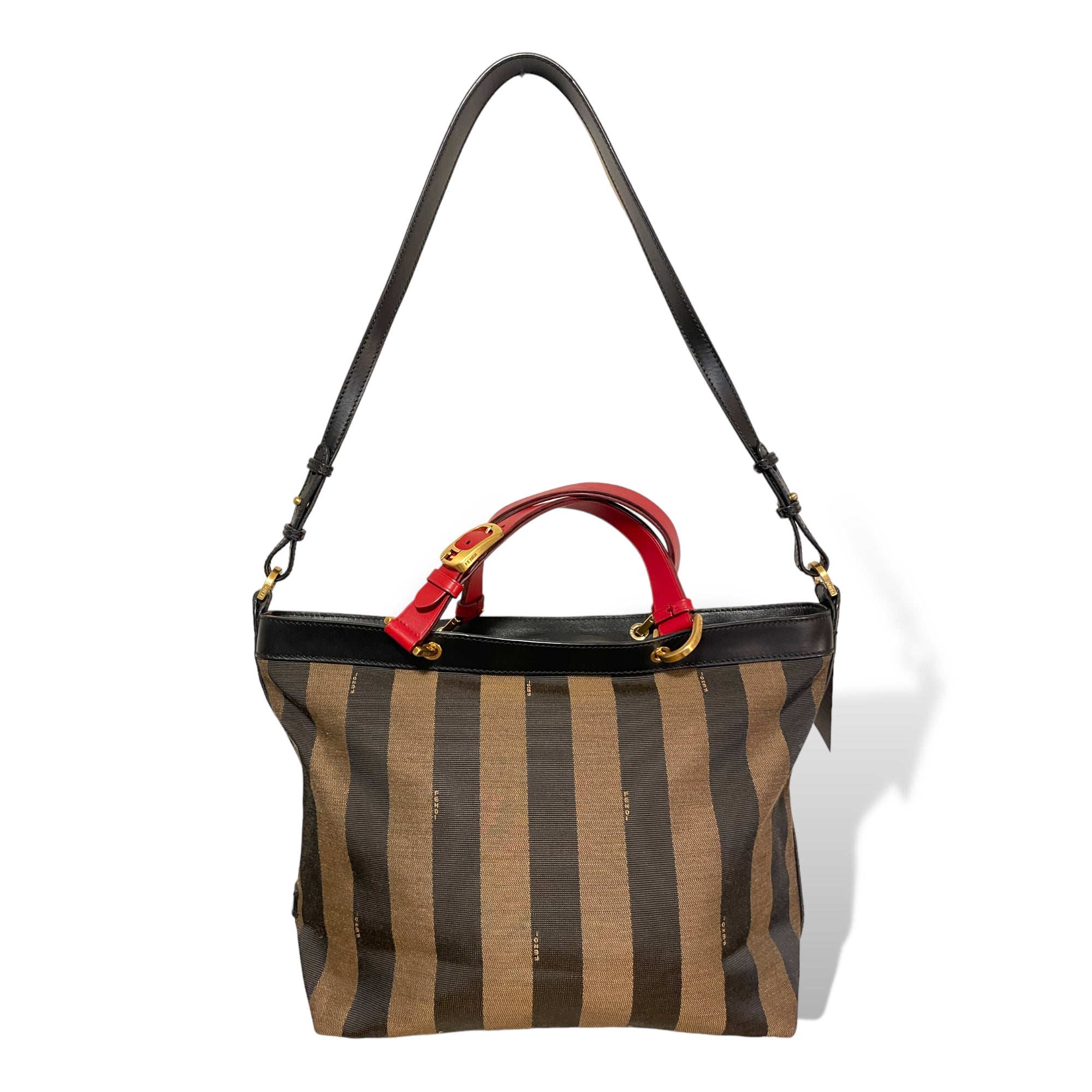 FENDI 2-Way Penguin Stripped Tote/Crossbody Bag