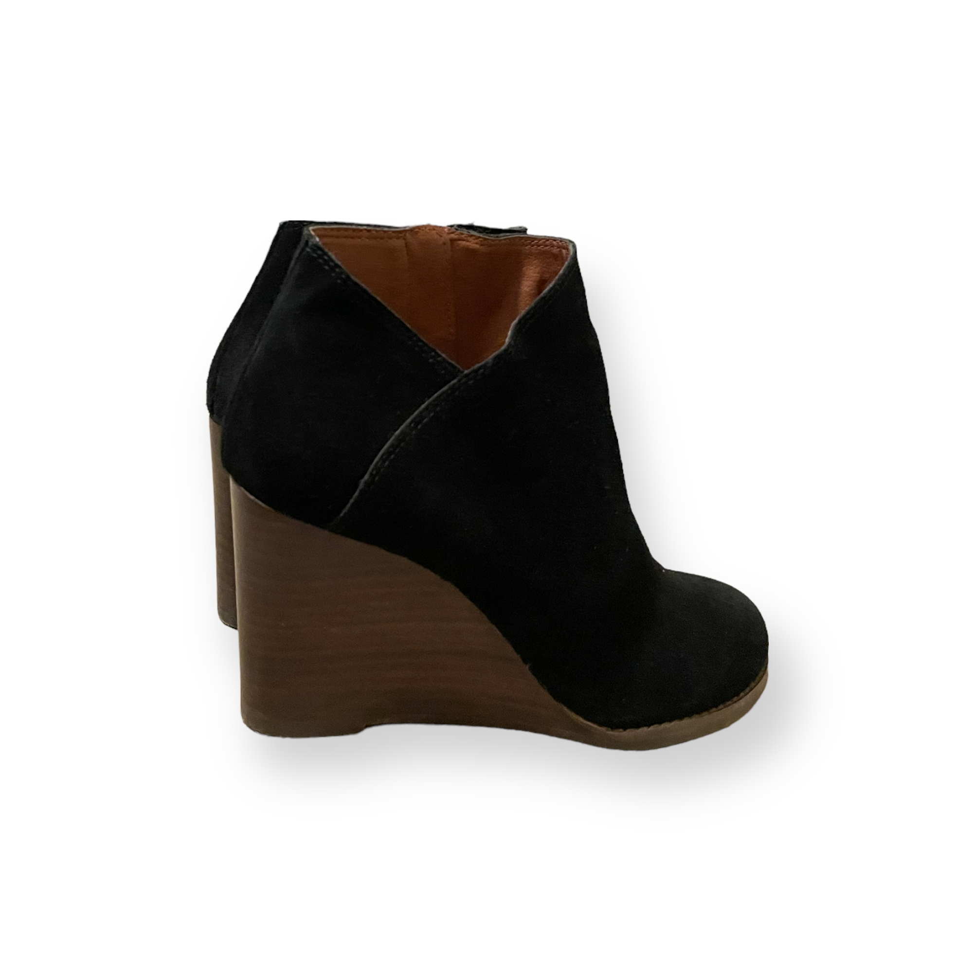 Lucky Brand Black Wooden Wedge Ankle Boots