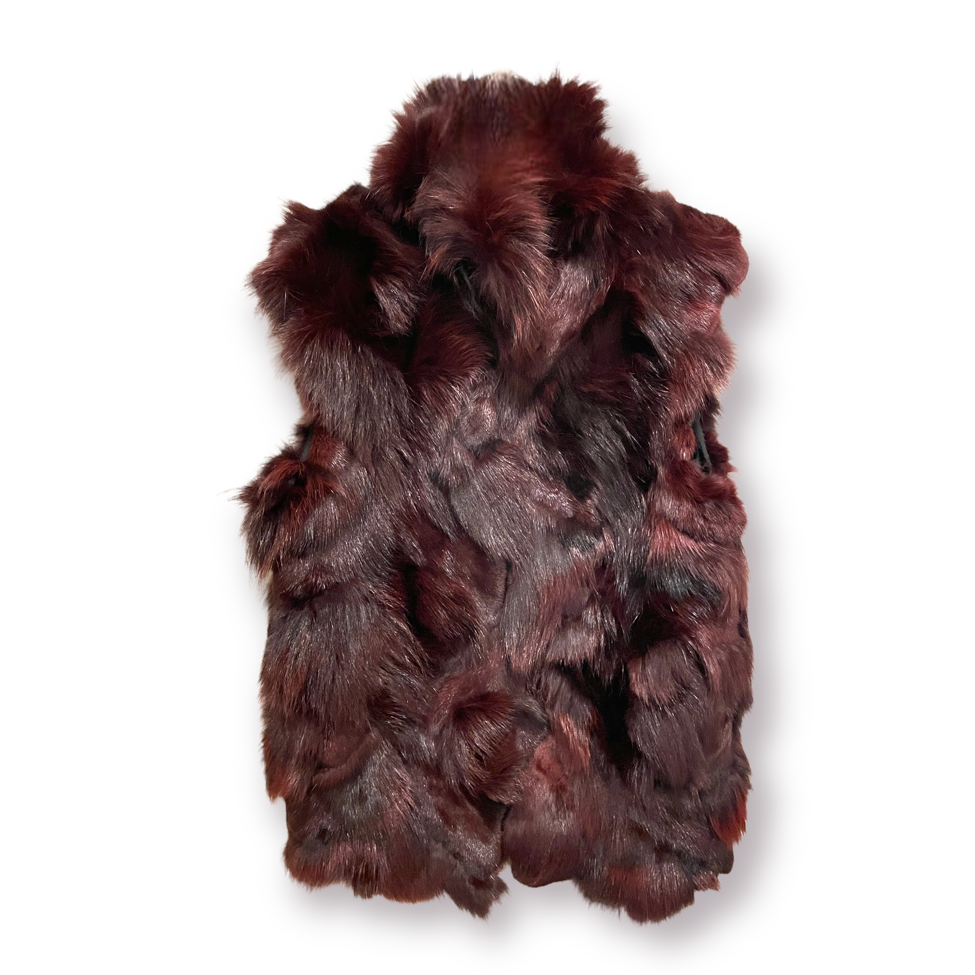 ADRIENNE LANDAU Burgundy Fox Fur Vest |Size: Small|