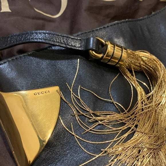 GUCCI Large 1970 Gold Tassel Hobo/Shoulder Bag
