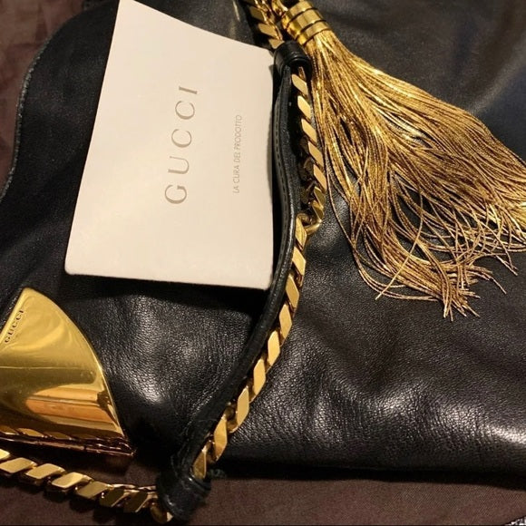 GUCCI Large 1970 Gold Tassel Hobo/Shoulder Bag