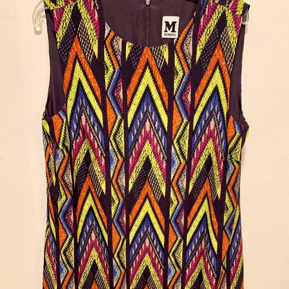 M MISSONI Women's Zigzag-print Silk Shift Dress Size: EU 42