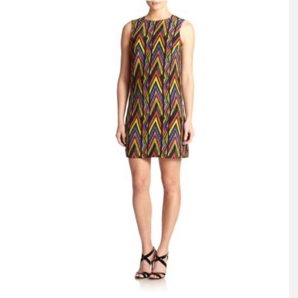M MISSONI Women's Zigzag-print Silk Shift Dress Size: EU 42