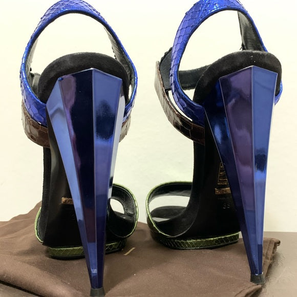 Gucci Colorblock Metallic Python Leather Heels