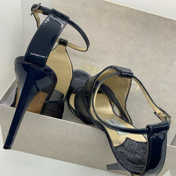 Jimmy Choo Timbus 100 Snakeskin & Mesh Sandal