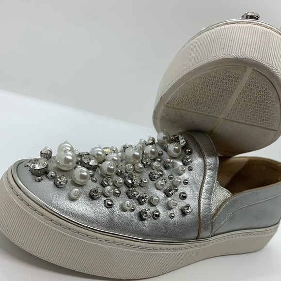 Metallic Silver nubuck Stuart Weitzman Shoes