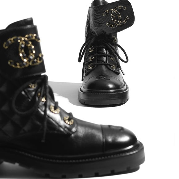 chanel quilted combat boots