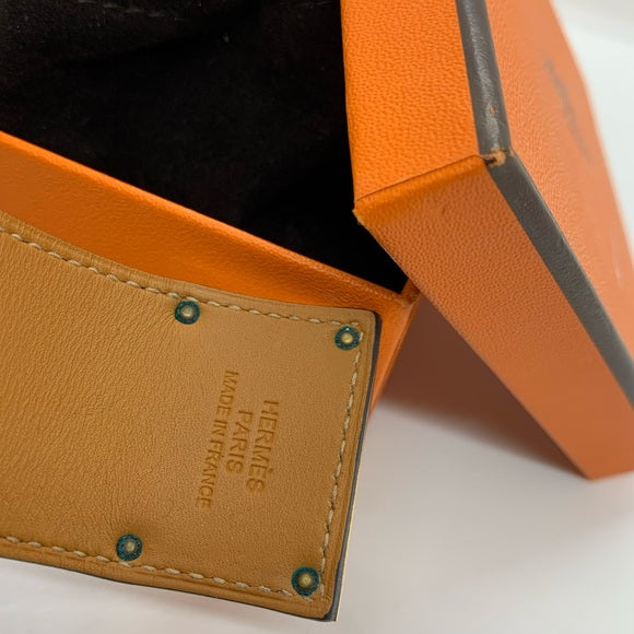 HERMÈS Black Leather & Rose Gold Hardware Bracelet