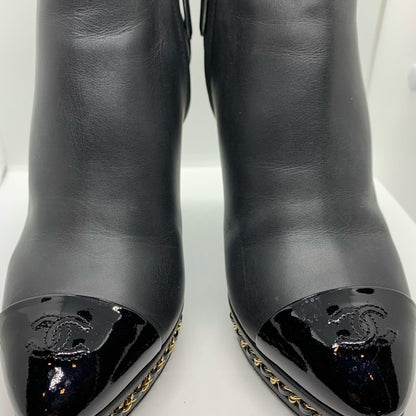 Chanel Black Ankle Boot Gold Braided Chain Sole - photo 6 of 16