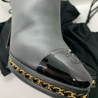 Chanel Black Ankle Boot Gold Braided Chain Sole - photo 10 of 16