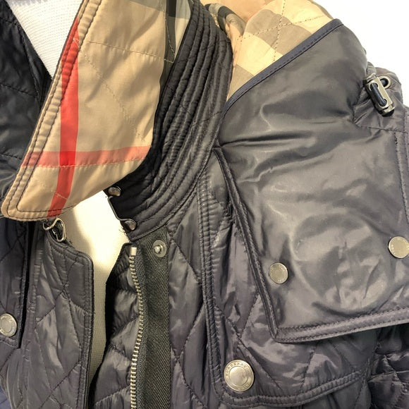 Burberry Navy Blue Dancourt Quilted Hooded Jacket