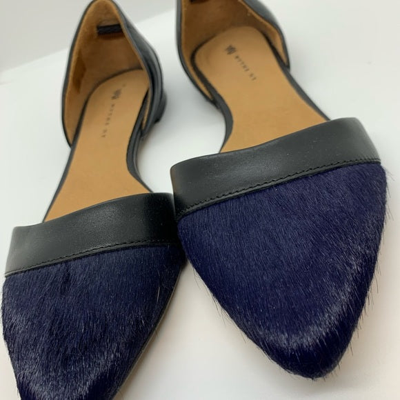 WyThe NY d'Orsay Flat in Blue Calf Hair Size: 37.5