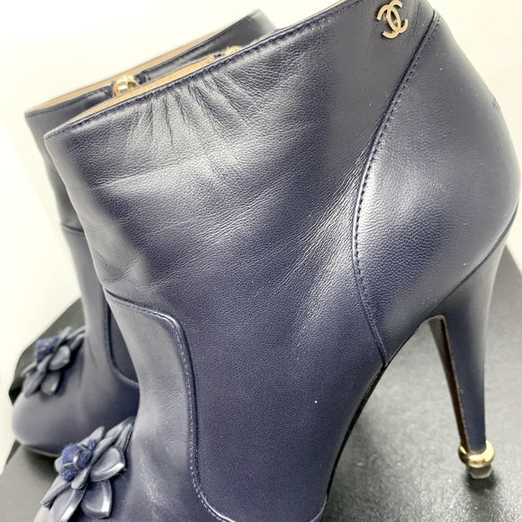 CHANEL Lambskin Short Boots 15A Size: 38
