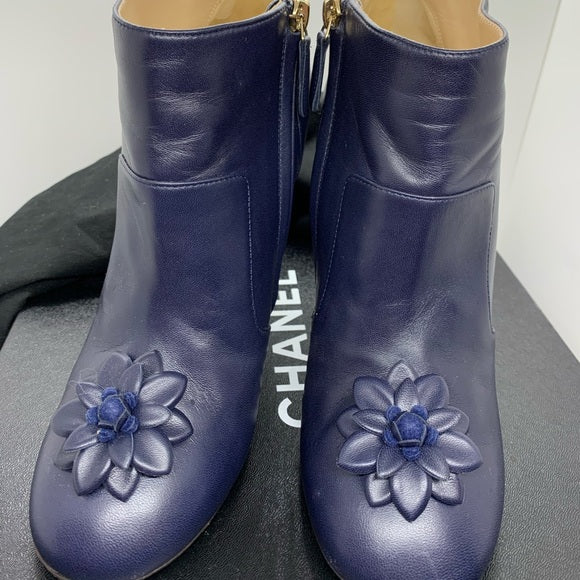 CHANEL Lambskin Short Boots 15A Size: 38