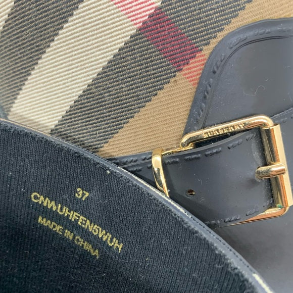 BURBERRY Strap Detail House Check and Rubber Rain Boots