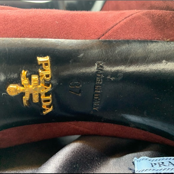 Prada Burgundy Suede Knee-High Boots Size: 37