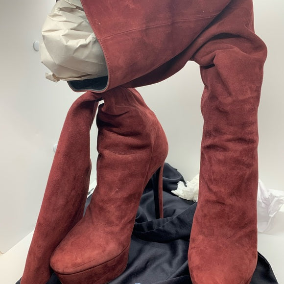 Prada Burgundy Suede Knee-High Boots Size: 37