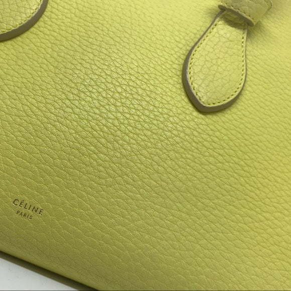 Celine fluorescent yellow grained leather Tie tote