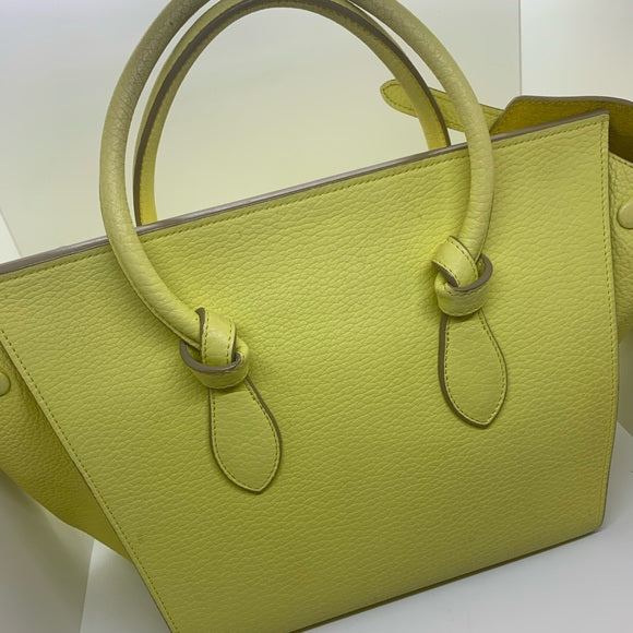 Celine fluorescent yellow grained leather Tie tote